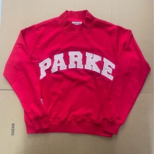 Parke Red Crew Sweatshirt with White Appliqué Logo